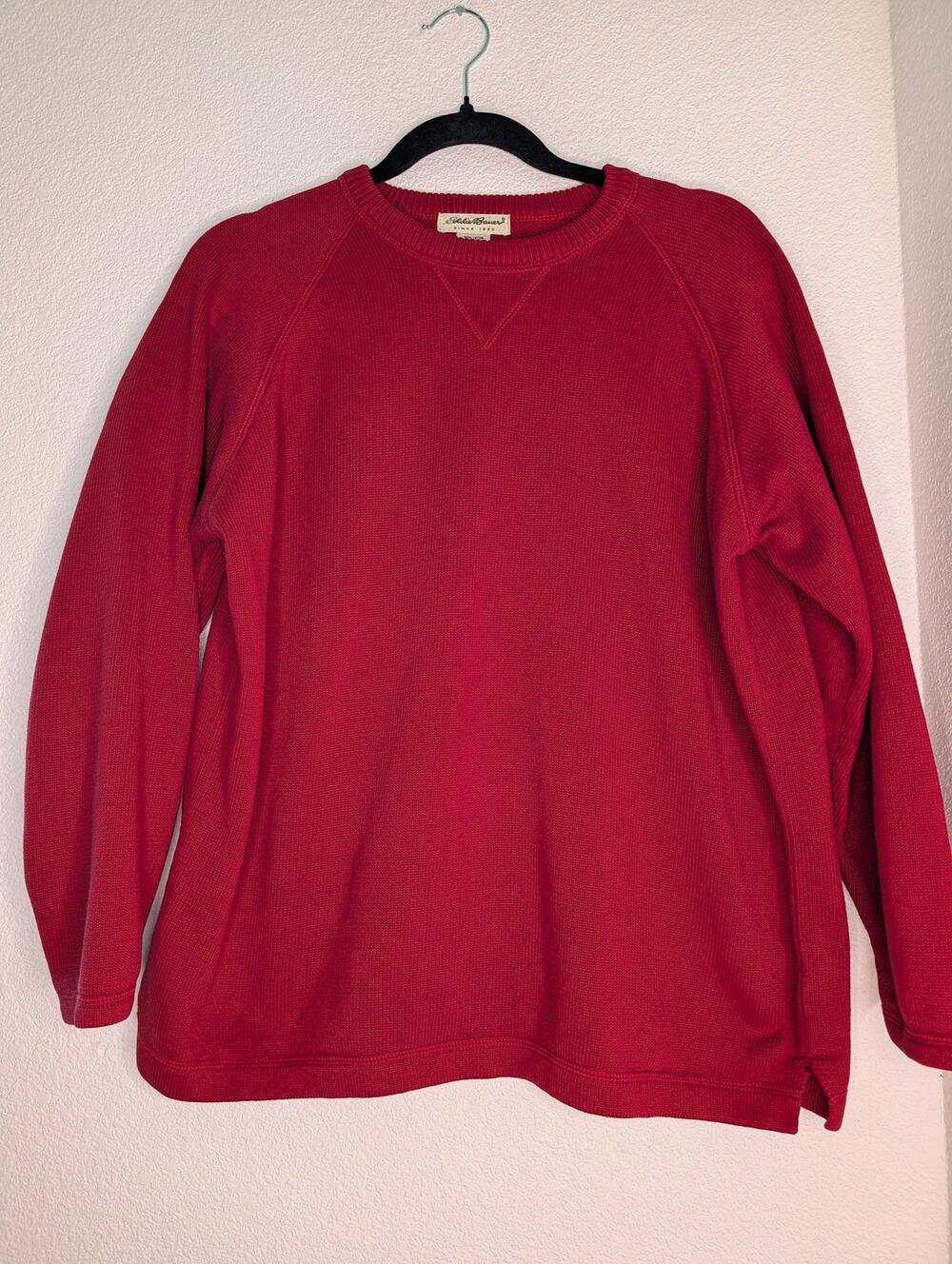 Eddie Bauer VTG Cotton Chunky Knit Red Sweater M Colorful Cottagecore Chic *READ - Picture 1 of 5